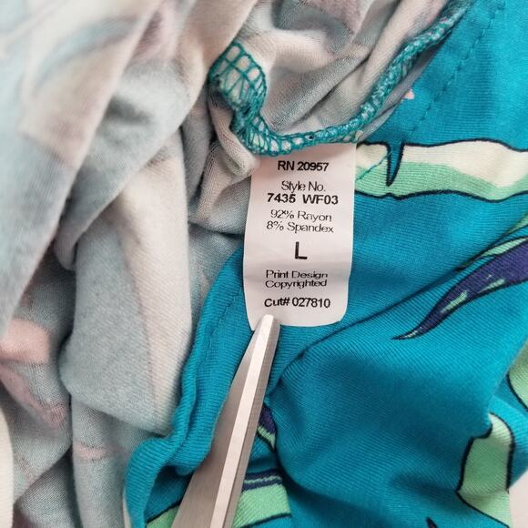 Vintage Tori Richard Honolulu Hawaiian Tropical Floral Midi Dropped Wais Dress L - Picture 8 of 11